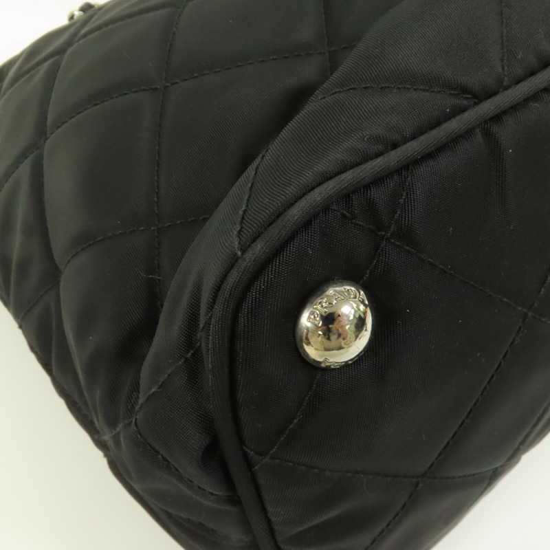 PRADA 尼龍Tote Bag銀扣肩背袋-12