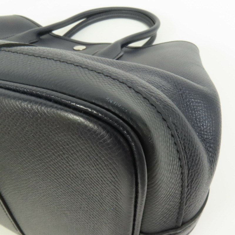 HERMES Epsom皮革Garden Party TPM銀扣手挽袋Bleu Indigo-11