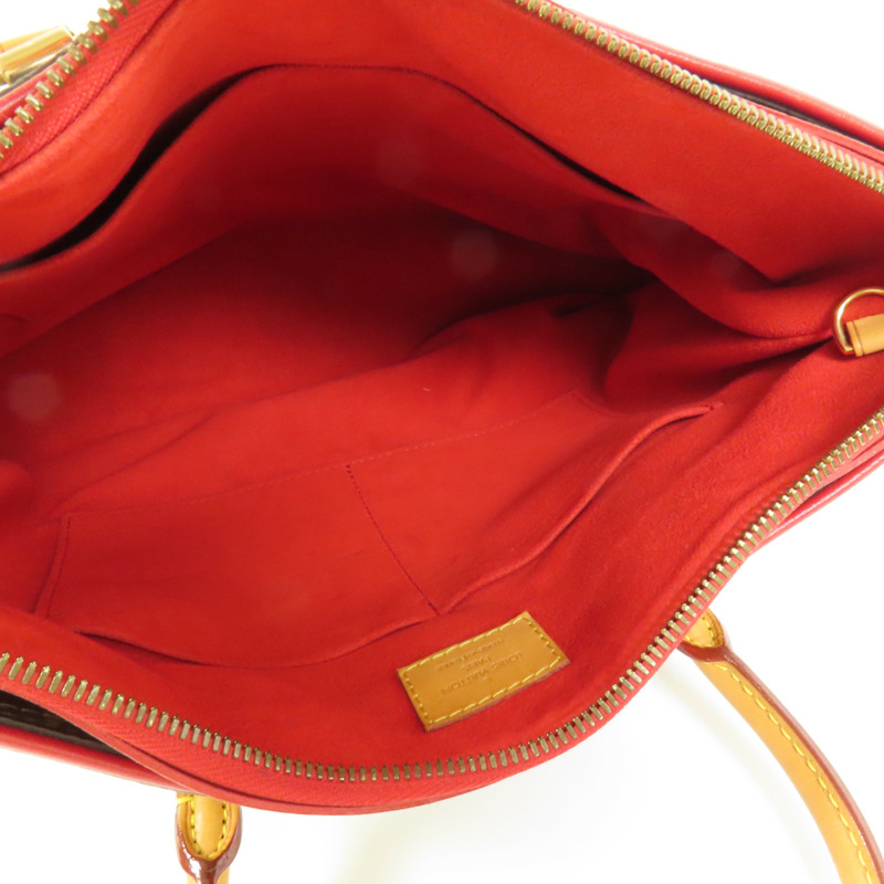 LOUIS VUITTON Monogram Pallas金扣手挽肩背兩用袋棕色/紅色-5