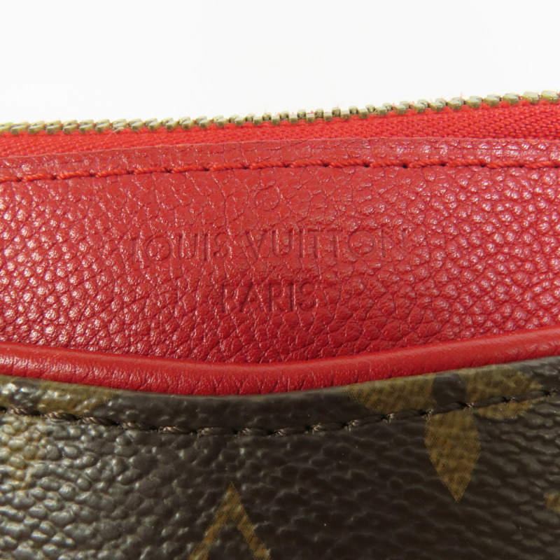 LOUIS VUITTON Monogram Pallas金扣手挽肩背兩用袋棕色/紅色-8