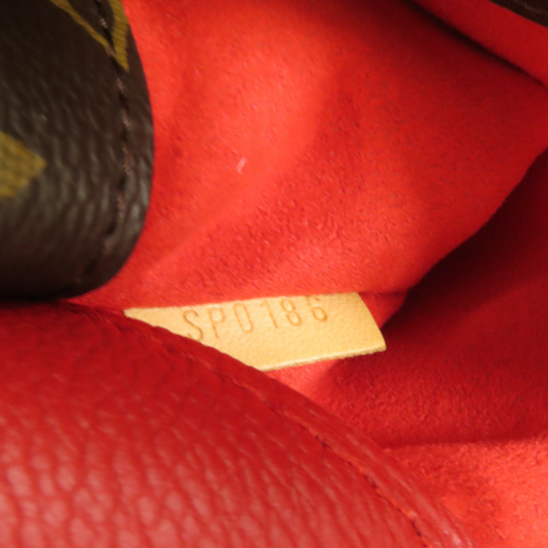 LOUIS VUITTON Monogram Pallas金扣手挽肩背兩用袋棕色/紅色-10