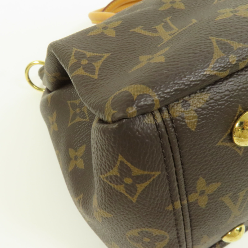 LOUIS VUITTON Monogram Pallas金扣手挽肩背兩用袋棕色/紅色-11