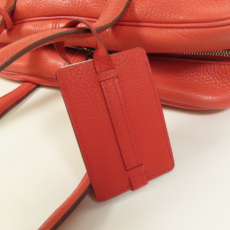 HERMES Clemence皮革Victoria 35銀扣手挽袋Rouge Pivoine-8