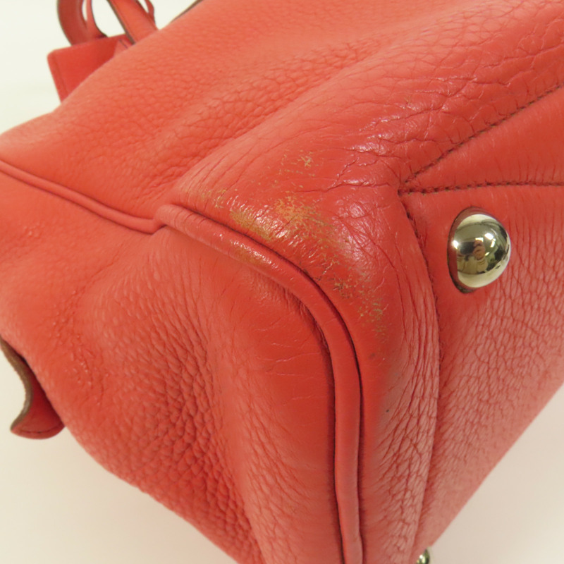 HERMES Clemence皮革Victoria 35銀扣手挽袋Rouge Pivoine-11