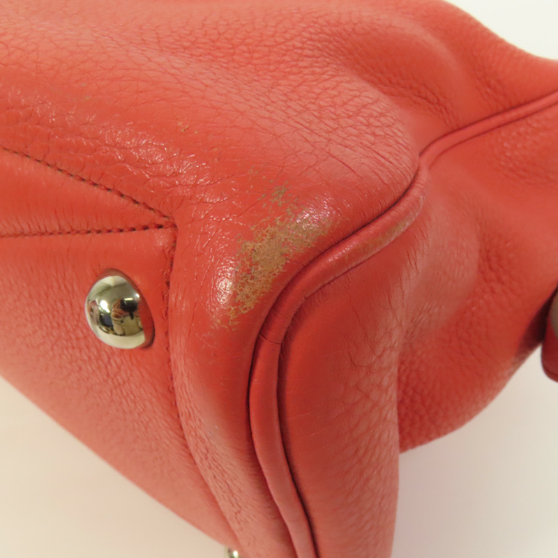 HERMES Clemence皮革Victoria 35銀扣手挽袋Rouge Pivoine-12