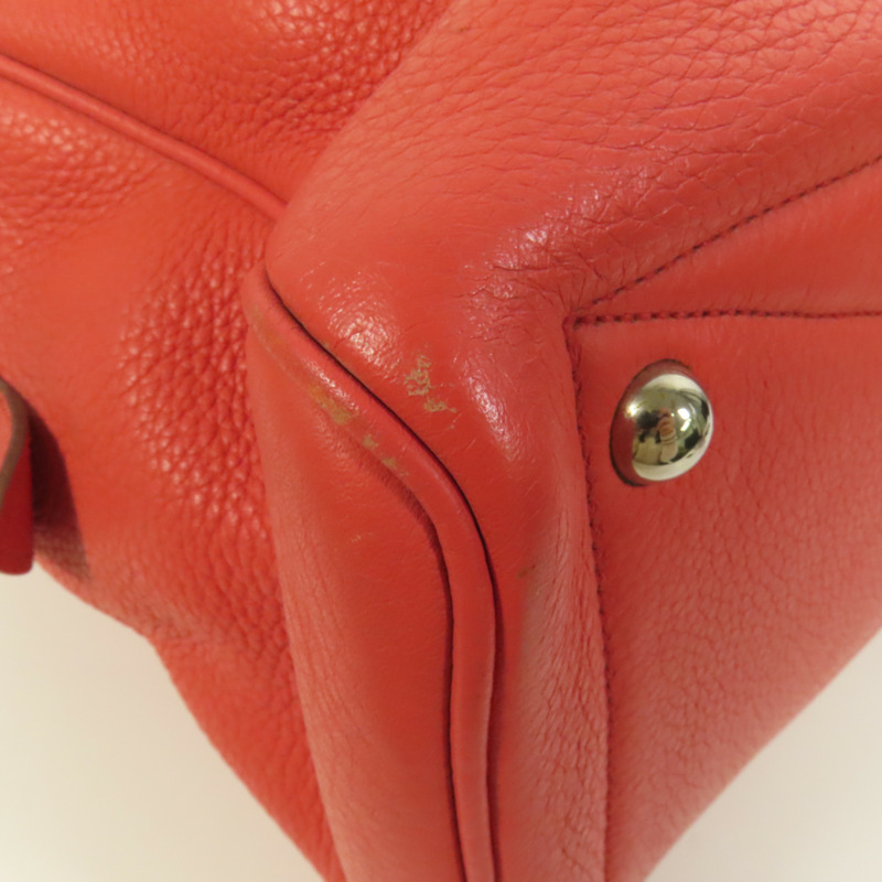 HERMES Clemence皮革Victoria 35銀扣手挽袋Rouge Pivoine-13