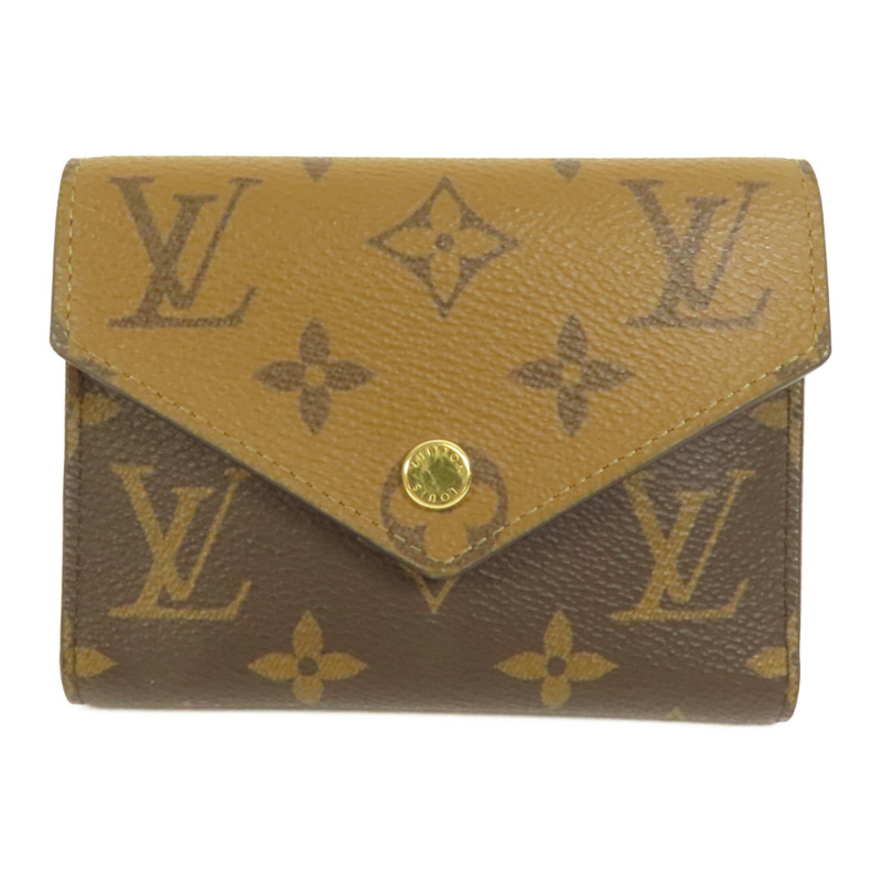 LOUIS VUITTON Monogram/Monogram Reverse Victorine Wallet金扣錢包棕色-0