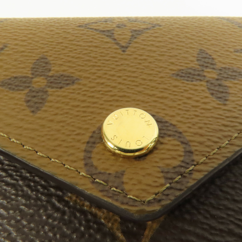 LOUIS VUITTON Monogram/Monogram Reverse Victorine Wallet金扣錢包棕色-7