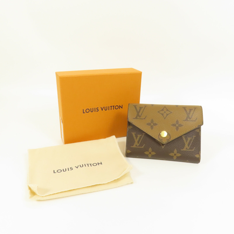 LOUIS VUITTON Monogram/Monogram Reverse Victorine Wallet金扣錢包棕色-8