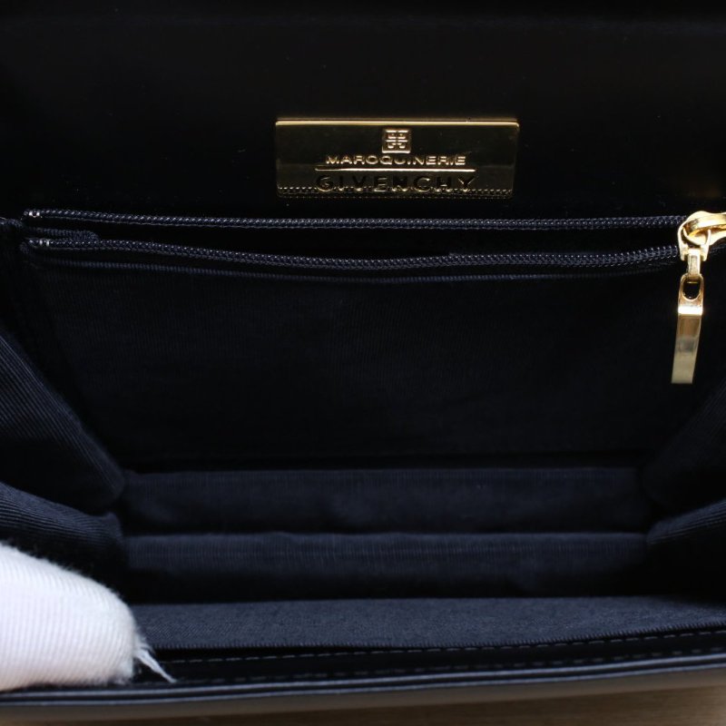 GIVENCHY 黑色牛皮金扣四宮格kelly手提腋下包肩背包-3