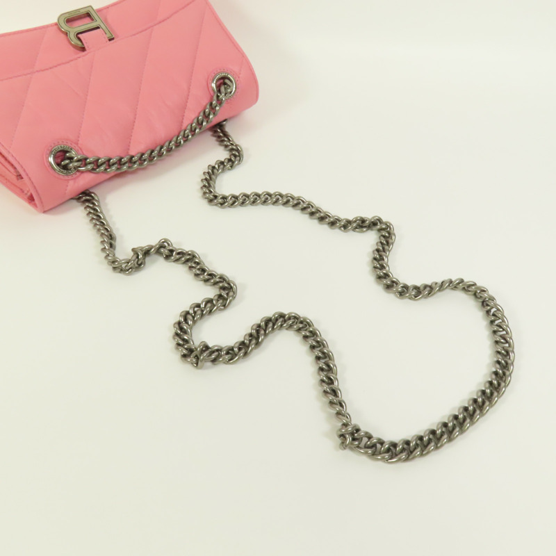 BALENCIAGA 牛皮皮革Crush Small銀扣鏈帶肩背袋-4