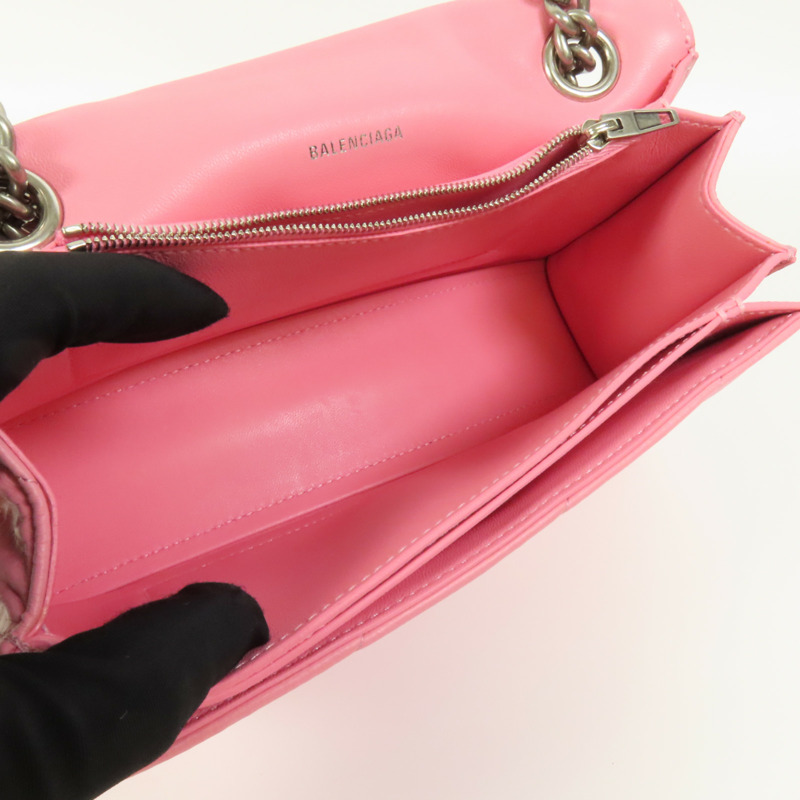 BALENCIAGA 牛皮皮革Crush Small銀扣鏈帶肩背袋-5