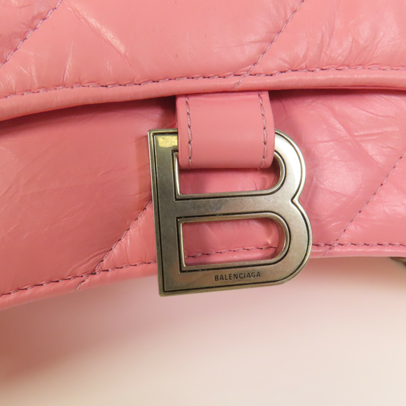 BALENCIAGA 牛皮皮革Crush Small銀扣鏈帶肩背袋-6