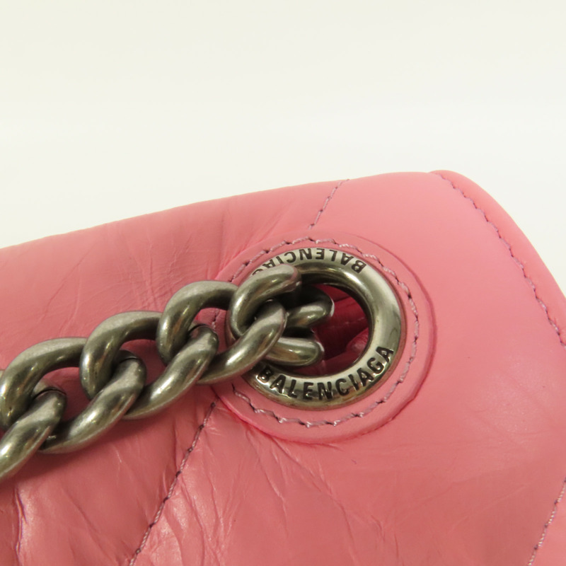 BALENCIAGA 牛皮皮革Crush Small銀扣鏈帶肩背袋-7