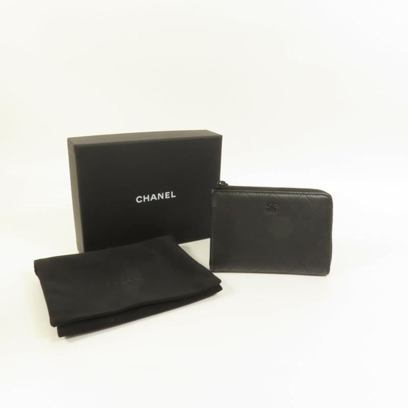 CHANEL 羊皮皮革CoCo SoBlack L錢包-9