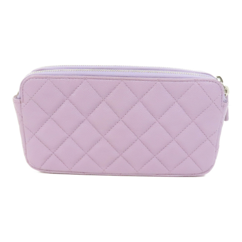 CHANEL 牛皮皮革Chain Shoulder銀扣鏈帶肩背袋-1