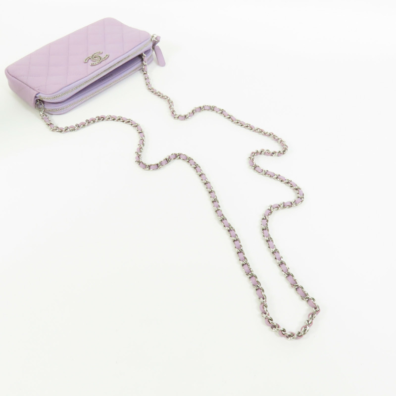 CHANEL 牛皮皮革Chain Shoulder銀扣鏈帶肩背袋-4