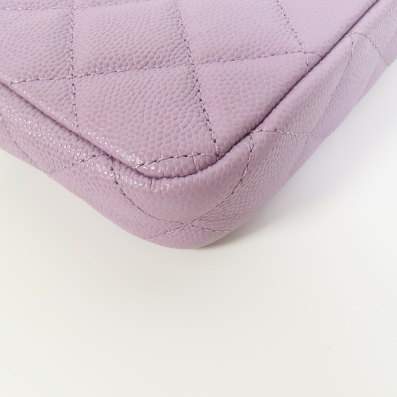 CHANEL 牛皮皮革Chain Shoulder銀扣鏈帶肩背袋-12