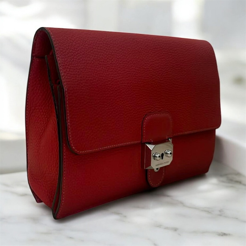 HERMES 全皮革手拿包 紅色-1