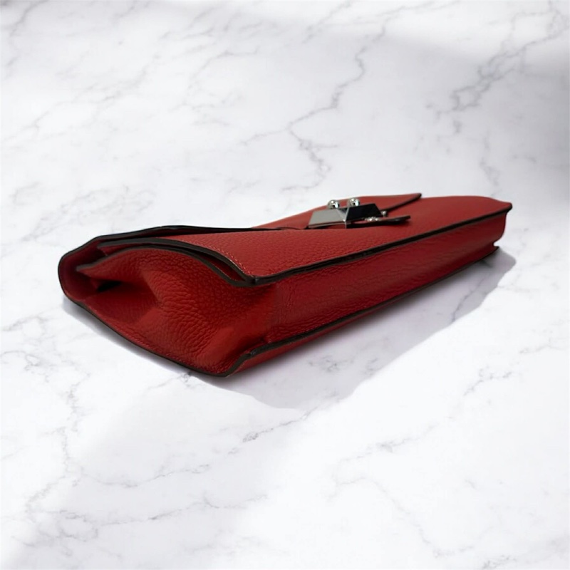 HERMES 全皮革手拿包 紅色-3