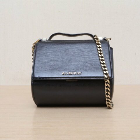 GIVENCHY 黑色牛皮潘多拉盒子包斜挎包肩背包