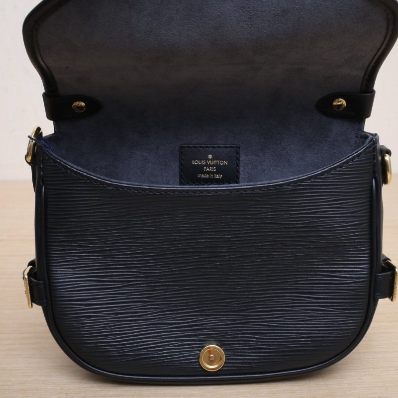 LOUIS VUITTON 黑色EPI水波紋牛皮晶片Saumur雙子星小號20水波紋肩背包-3