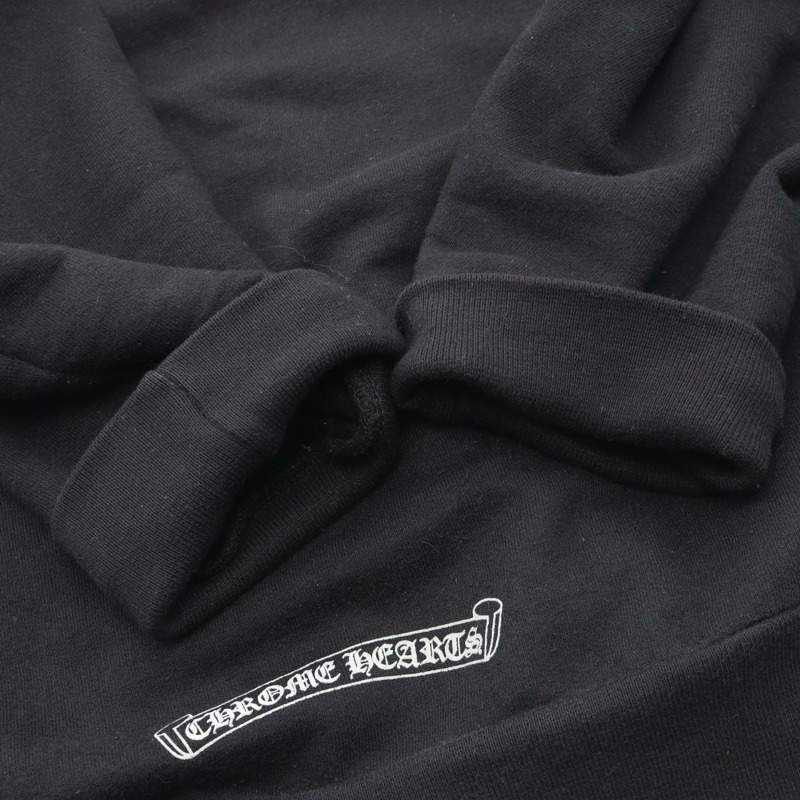 鉻心 (CHROME HEARTS) 連帽衛衣,拉鍊款,純棉材質,黑色,XS碼,二手男款-4