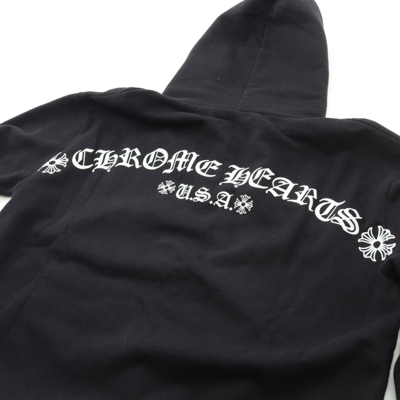鉻心 (CHROME HEARTS) 連帽衛衣,拉鍊款,純棉材質,黑色,XS碼,二手男款-10