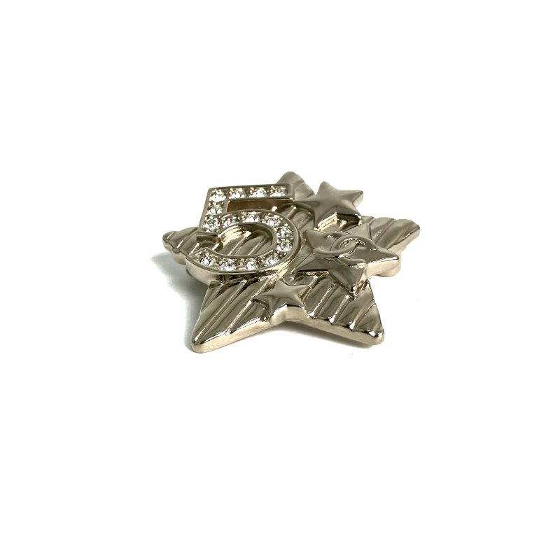 ☆Chanel香奈兒 Gold Tone Metal Rhinestone Star Brooch L25B 金色金屬水鑽星星胸針 L25B -257021390-1