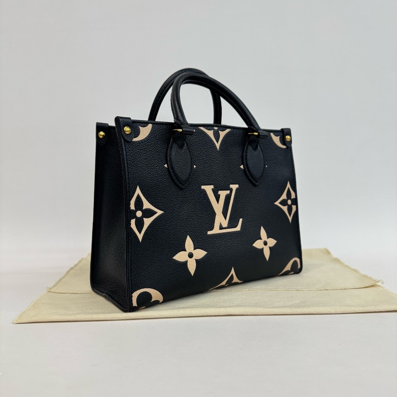 Louis Vuitton/路易威登on the go芯片款小號黑色拼米色25cm-2