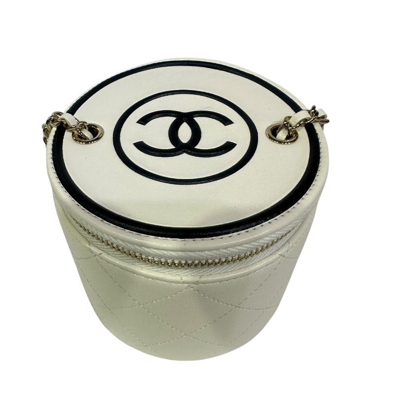 【美收精品】CHANEL白色圓筒肩背包 4-482-4