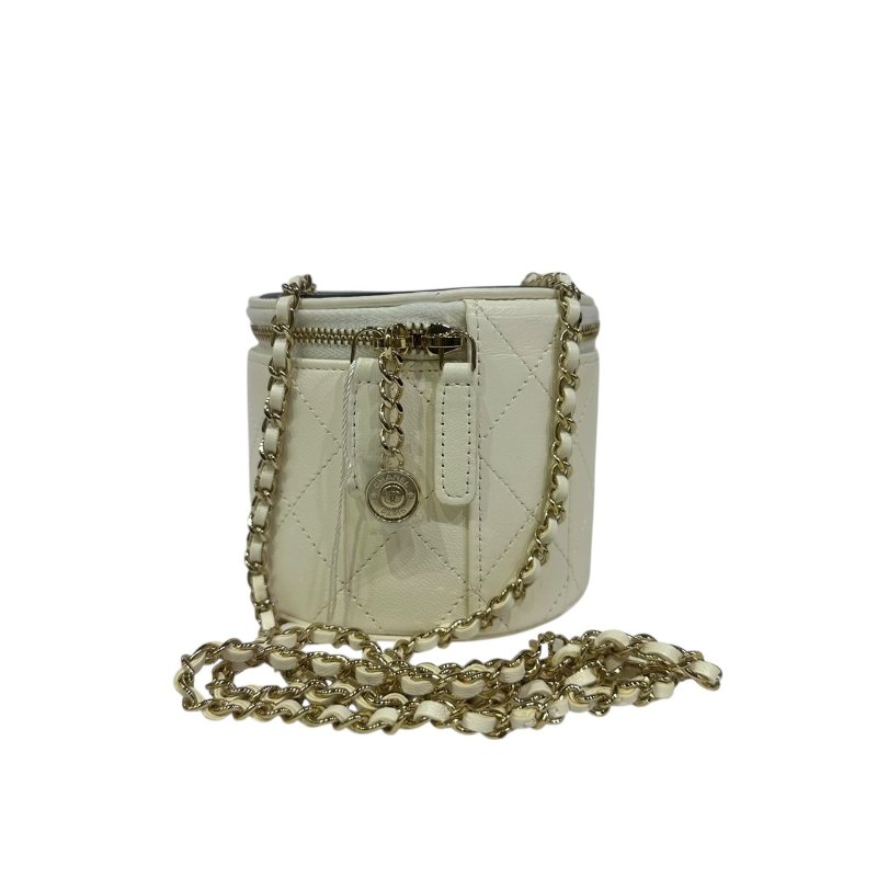 【美收精品】CHANEL白色圓筒肩背包 4-482-5