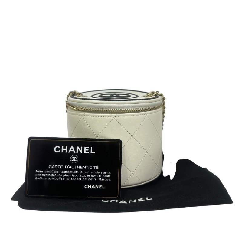 【美收精品】CHANEL白色圓筒肩背包 4-482-6