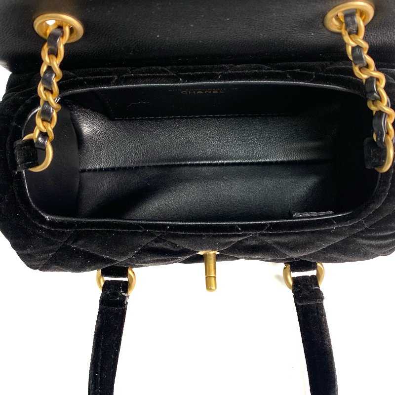 △ Chanel 香奈兒 Black Velvet Gold Tone Metal Mini Bowling Chain Shoulder Bag 黑色天鵝絨金色金屬鎖鏈肩背袋 - 257022604-13
