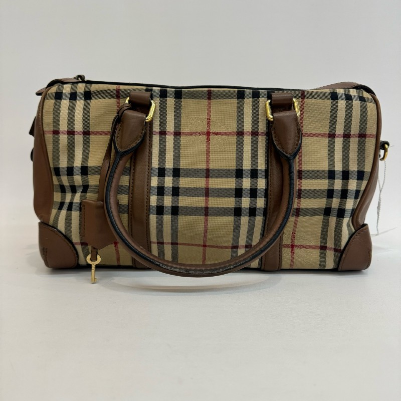 Burberry/巴寶莉格紋帆布牛皮單肩斜挎包-1