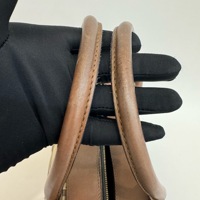 Burberry/巴寶莉格紋帆布牛皮單肩斜挎包-7