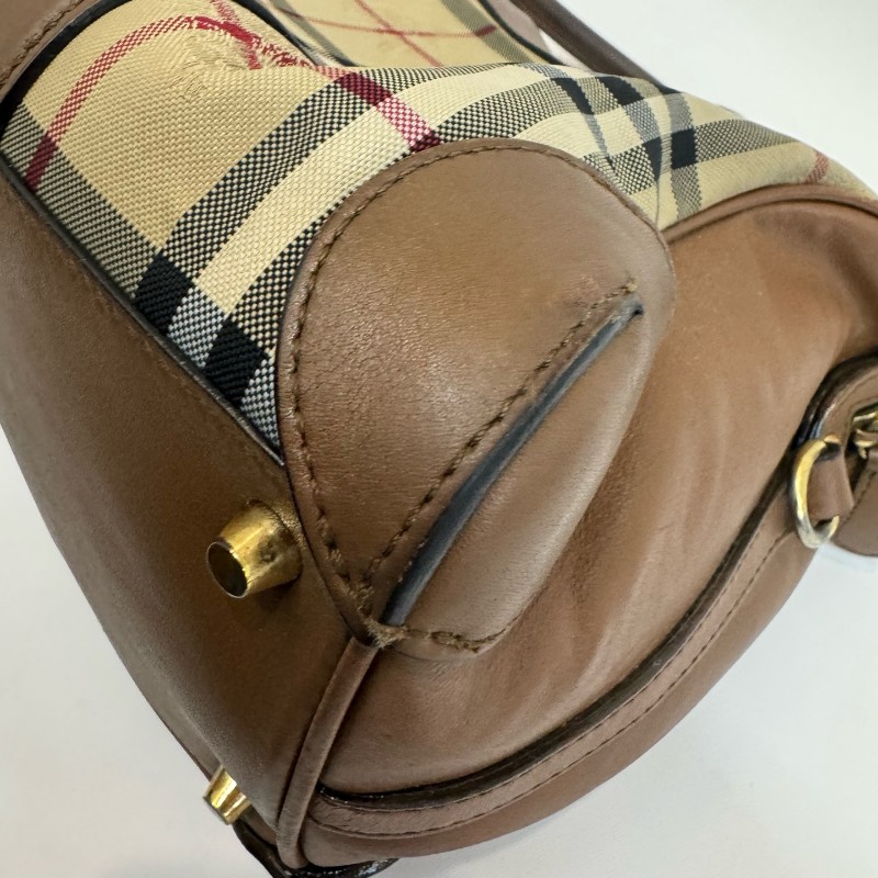 Burberry/巴寶莉格紋帆布牛皮單肩斜挎包-10