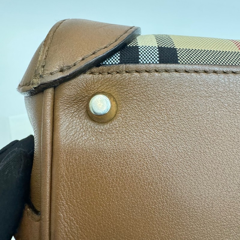 Burberry/巴寶莉格紋帆布牛皮單肩斜挎包-17