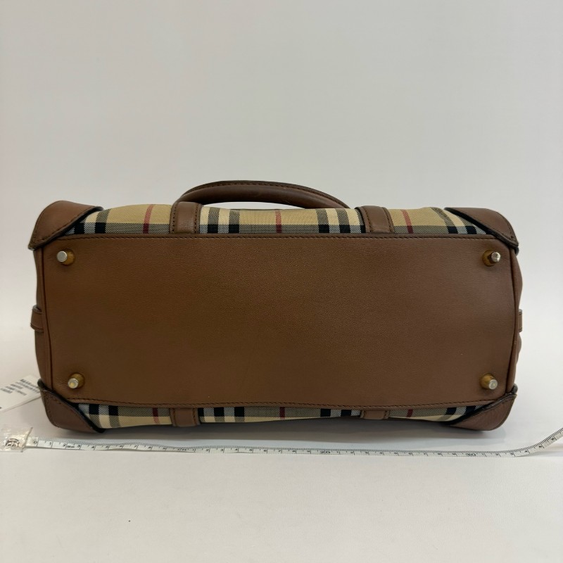 Burberry/巴寶莉格紋帆布牛皮單肩斜挎包-21