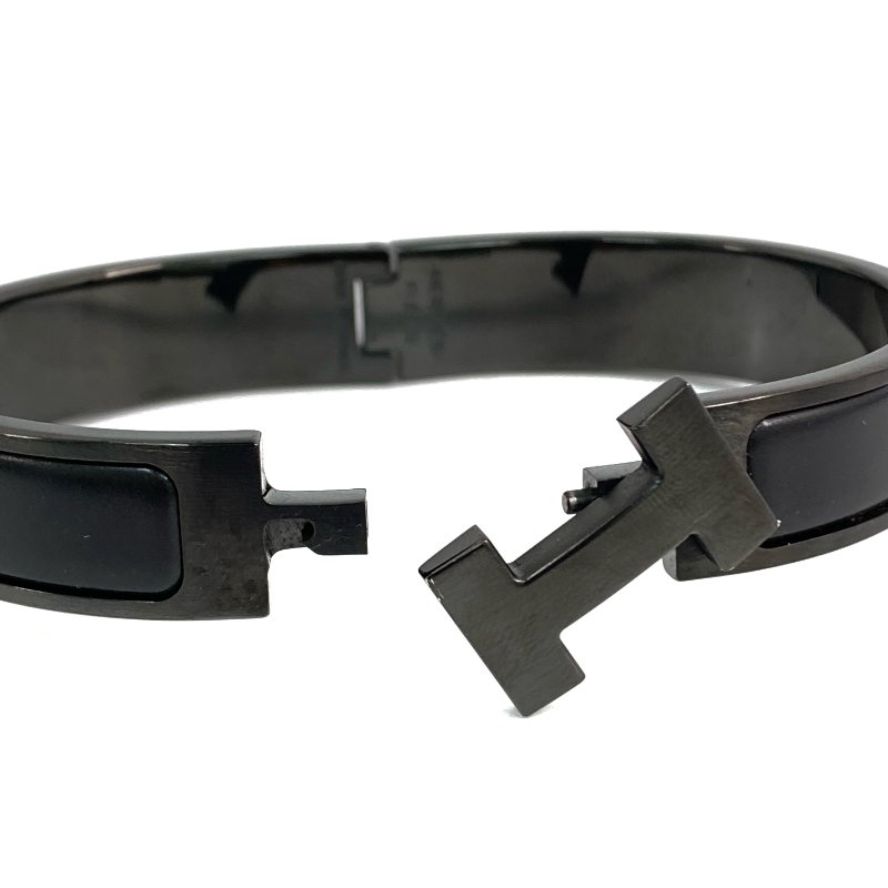 ☆Hermes愛馬仕 So Black Black Tone Metal Clic H Bangle 黑色金屬手鐲 -257021492-5