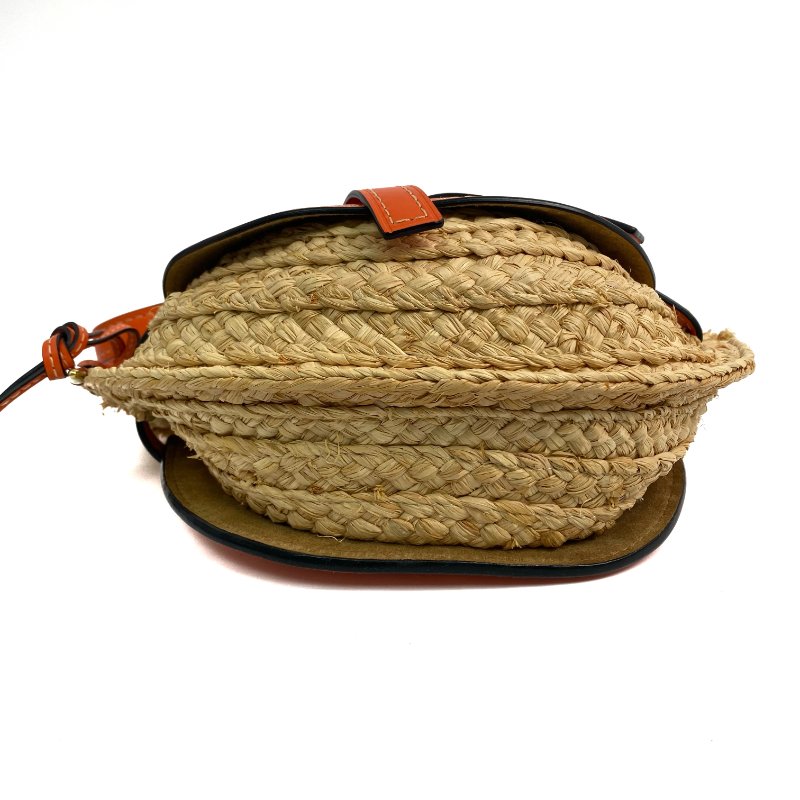 ☆ Loewe 羅意威 Orange Calfskin Raffia Gate Shoulder Bag 橙色小牛皮拉菲草肩揹袋 - 257022306-5