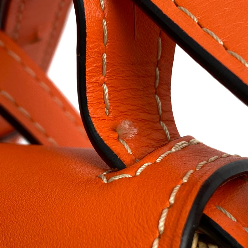 ☆ Loewe 羅意威 Orange Calfskin Raffia Gate Shoulder Bag 橙色小牛皮拉菲草肩揹袋 - 257022306-13