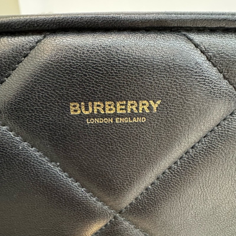 Burberry/博柏利黑色拼藍色全皮小號保齡球鏈條手提單肩包-7