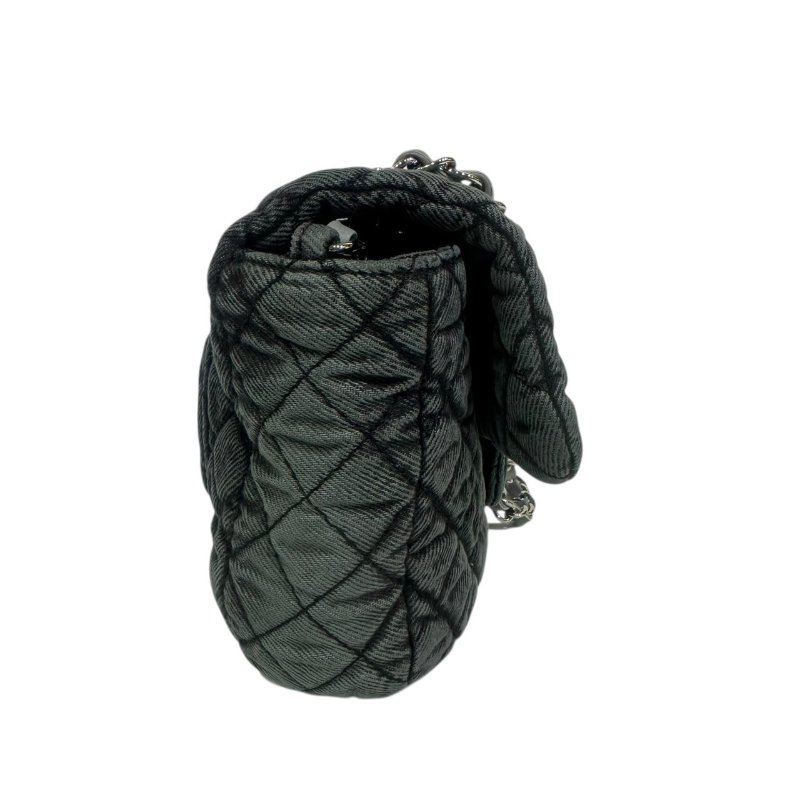 【美收精品】CHANEL灰黑色漸層帆布肩背包 4-497-4