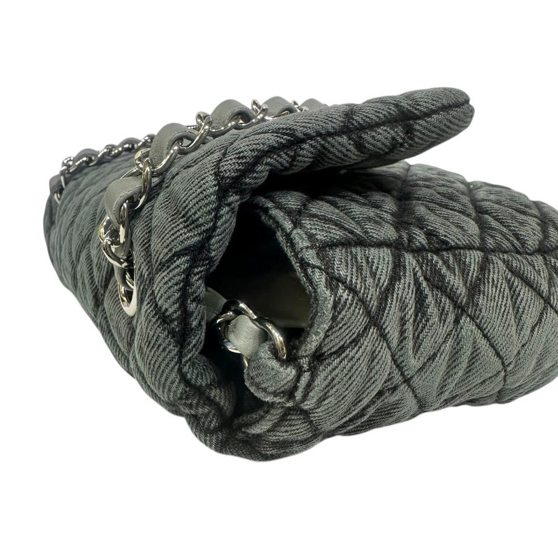 【美收精品】CHANEL灰黑色漸層帆布肩背包 4-497-5