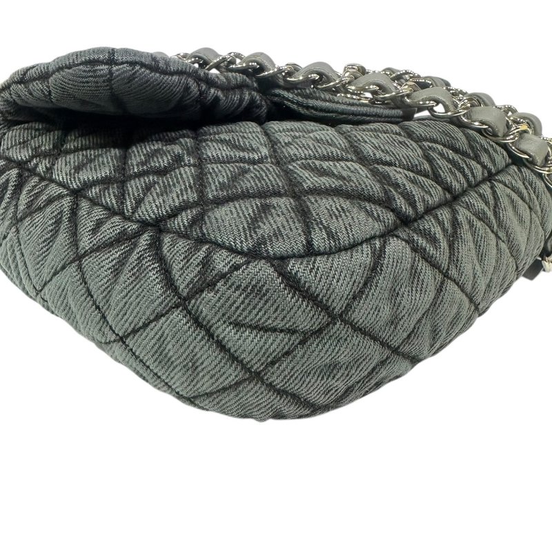 【美收精品】CHANEL灰黑色漸層帆布肩背包 4-497-6