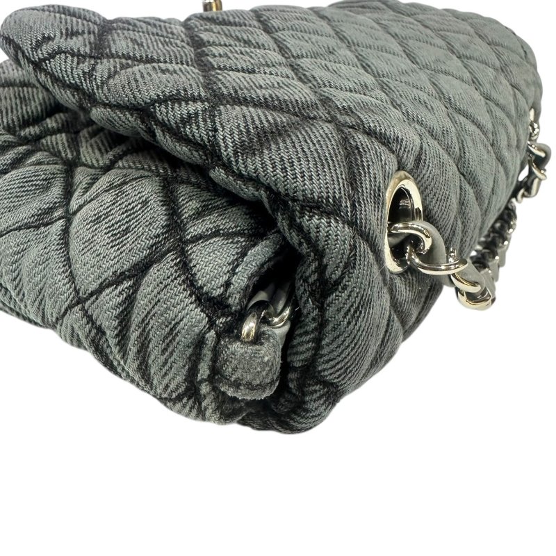 【美收精品】CHANEL灰黑色漸層帆布肩背包 4-497-8