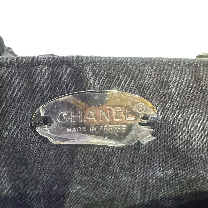 【美收精品】CHANEL灰黑色漸層帆布肩背包 4-497-9