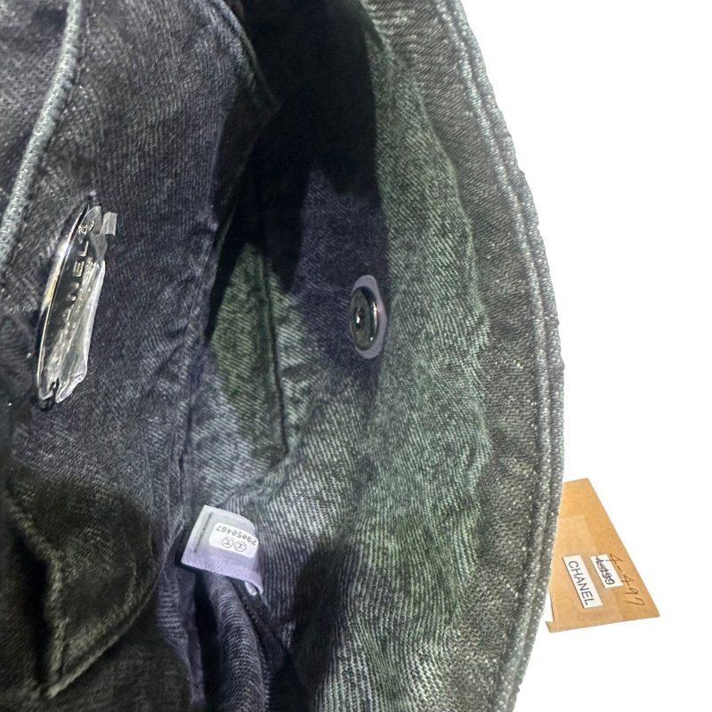 【美收精品】CHANEL灰黑色漸層帆布肩背包 4-497-11