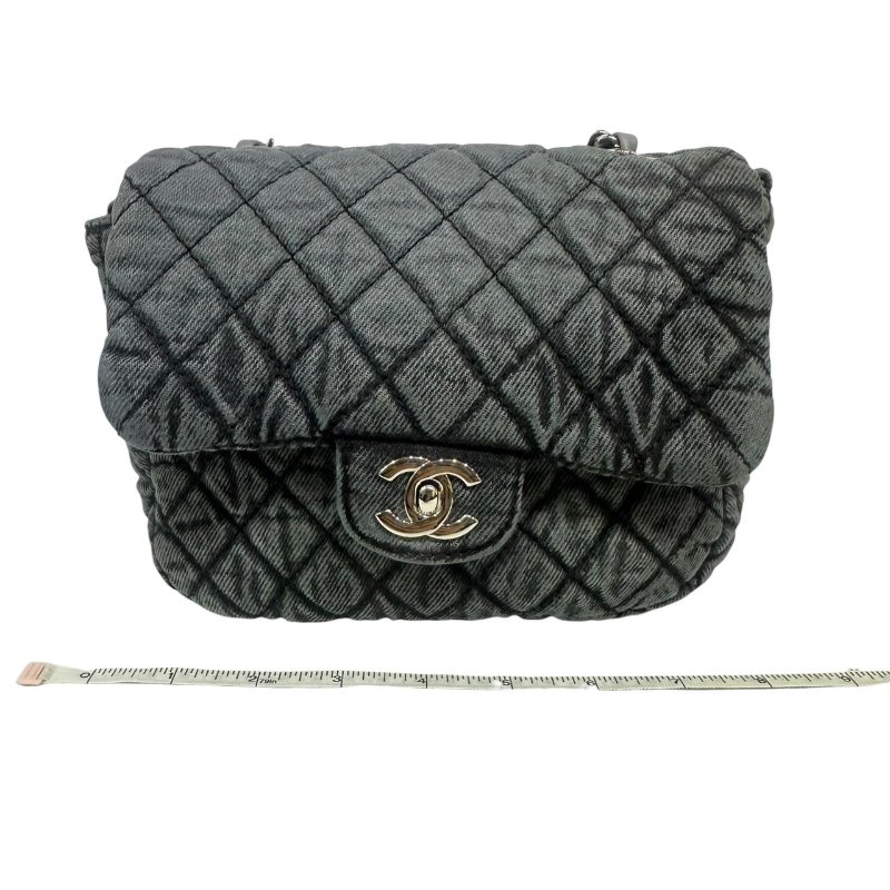 【美收精品】CHANEL灰黑色漸層帆布肩背包 4-497-13